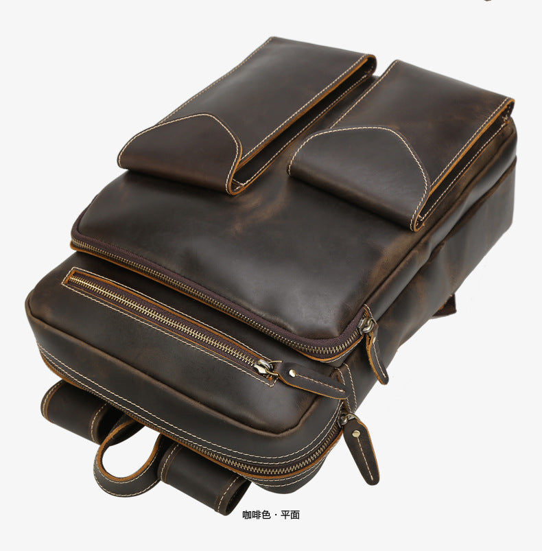 Vintage Luxury Large Storage Leather Backpacks-Leather Backpack-Brown-Free Shipping Leatheretro