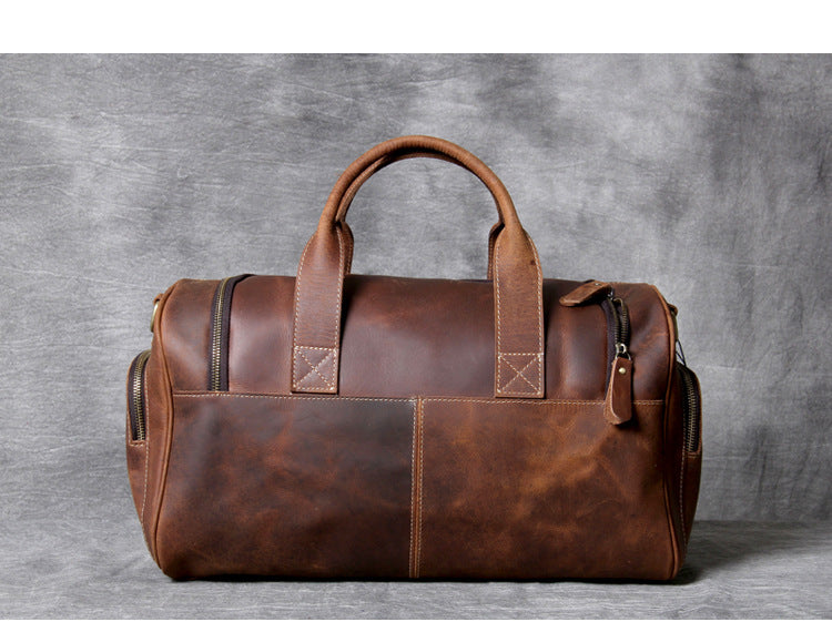 Handmade Vintage Leather Weekend Traveling Bags 1901-Leather Duffle Bag-Dark Brown-Free Shipping Leatheretro