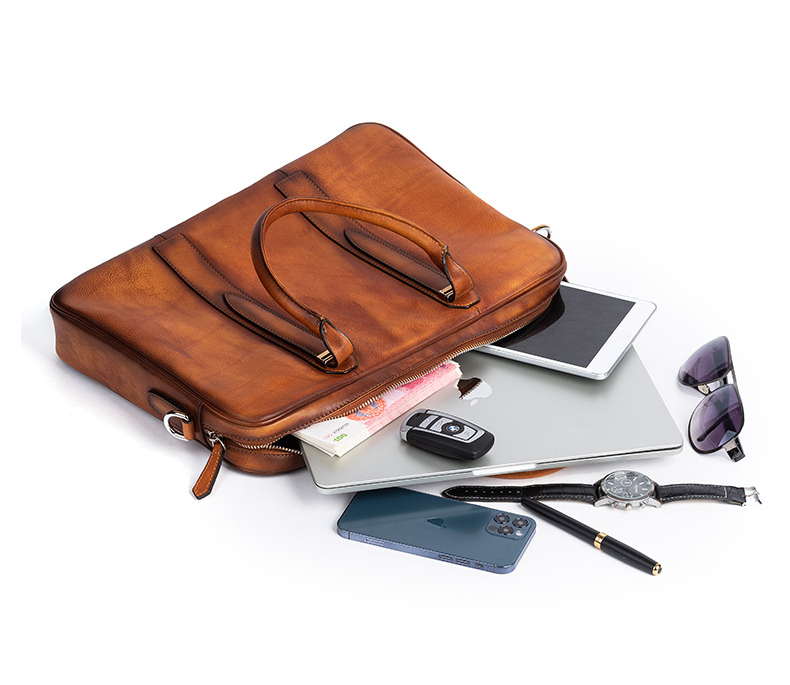 Vintage Leather Casual Briefcase for Men 1310-Leather Briefcase-Brown-Free Shipping Leatheretro