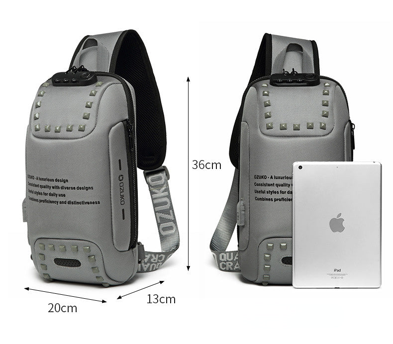 Waterproof Oxford Fabric Casual Chest Bags for Men 0424-Bicycle Bags & Panniers-White-Free Shipping Leatheretro