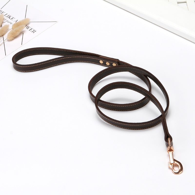 Handmade Leather Dog Leash&Collar for Training-Leather Dog Leash-Coffee-Free Shipping Leatheretro