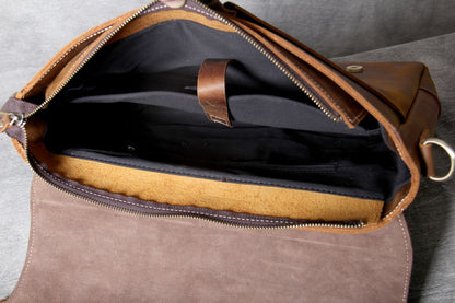 Vintage Cowhide Brown Leather Business Briefcase Bag 3091-Leather Briefcase-Brwon-Free Shipping Leatheretro