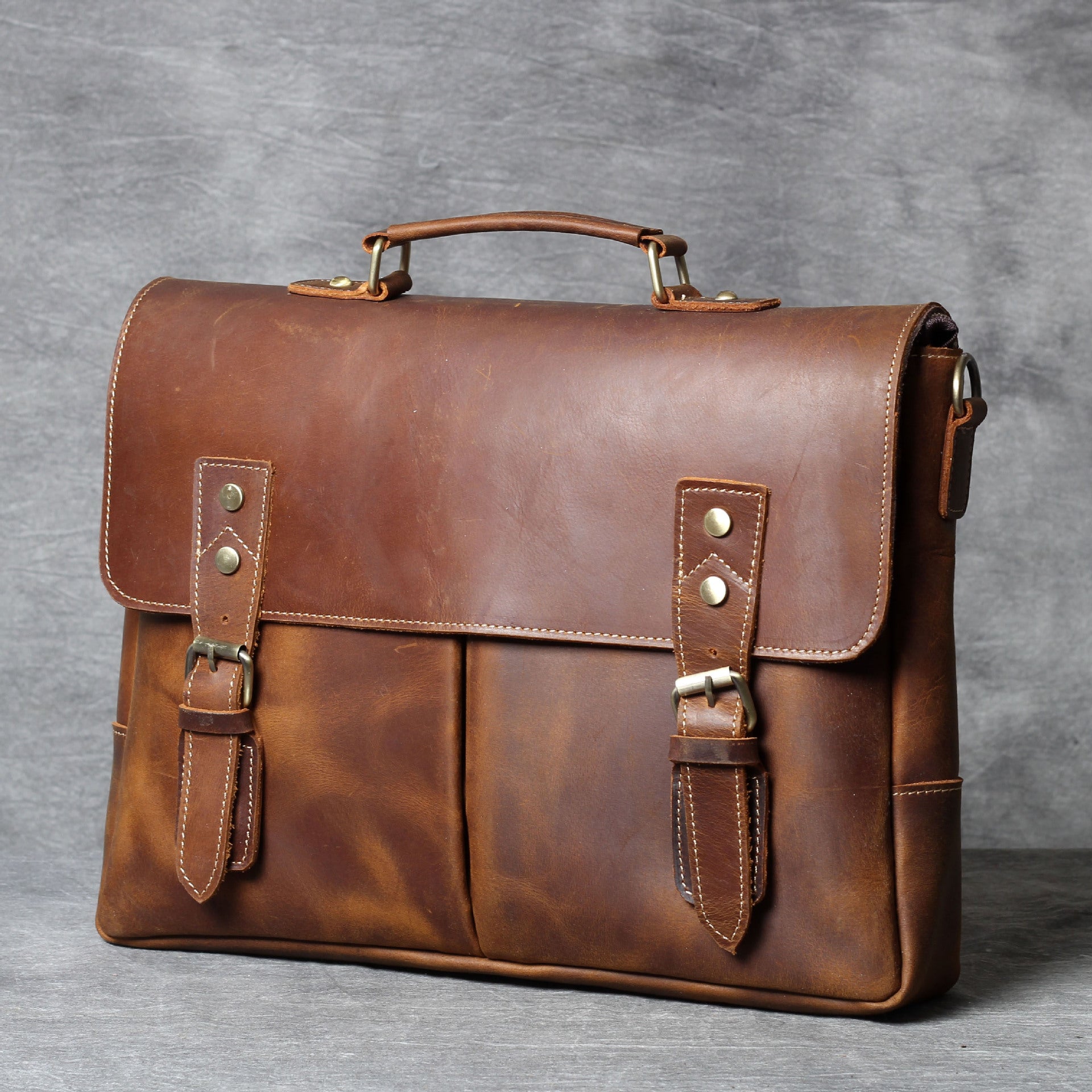 Adamis Laptop/Briefcase Bag Brown Leather Unisex Zip/Magnetic Closure SAJE  | eBay