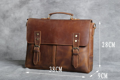 Vintage Cowhide Brown Leather Business Briefcase Bag 3091-Leather Briefcase-Brwon-Free Shipping Leatheretro