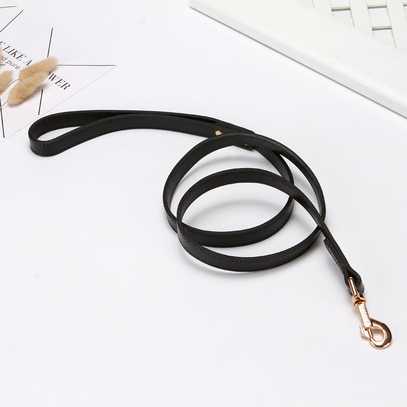 Handmade Leather Dog Leash&Collar for Training-Leather Dog Leash-Black-Free Shipping Leatheretro