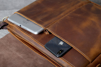 Vintage Cowhide Brown Leather Business Briefcase Bag 3091-Leather Briefcase-Brwon-Free Shipping Leatheretro