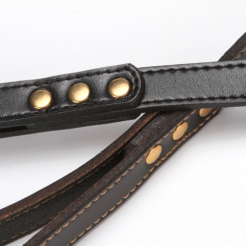 Handmade Leather Dog Leash&Collar for Training-Leather Dog Leash-Black-Free Shipping Leatheretro