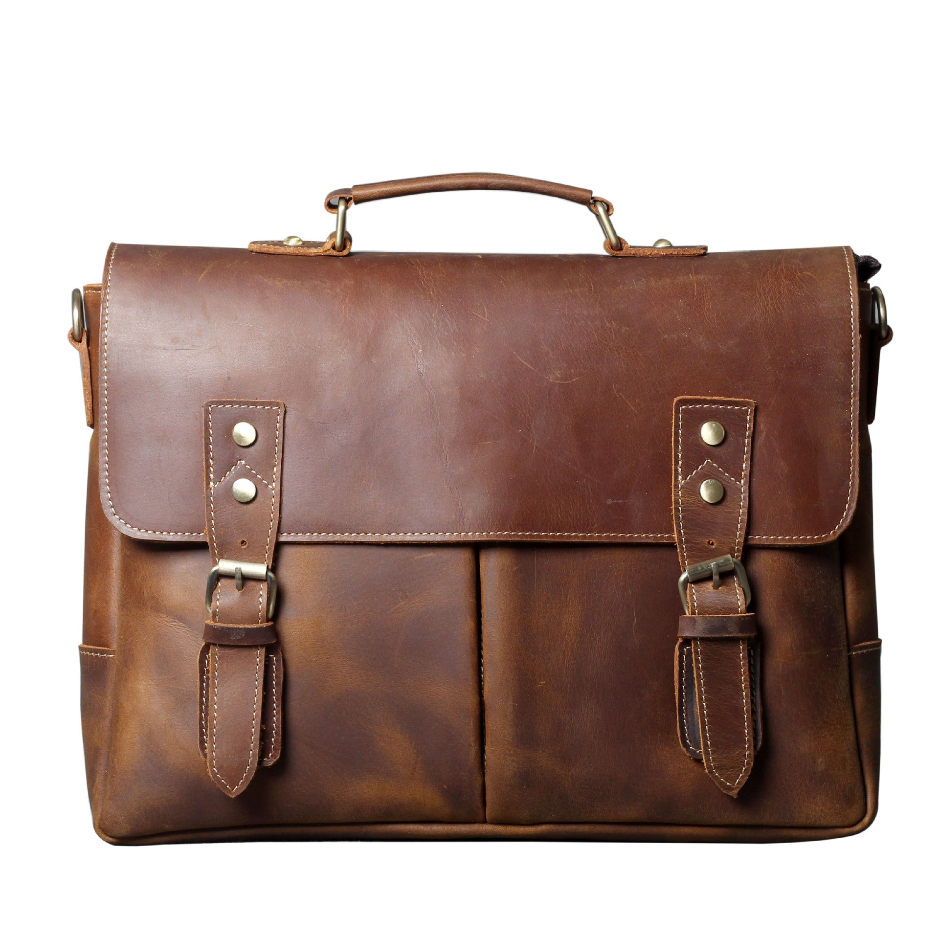 Vintage Cowhide Brown Leather Business Briefcase Bag 3091-Leather Briefcase-Brwon-Free Shipping Leatheretro