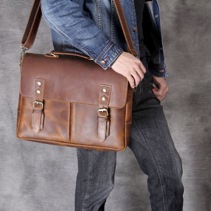Vintage Cowhide Brown Leather Business Briefcase Bag 3091-Leather Briefcase-Brwon-Free Shipping Leatheretro