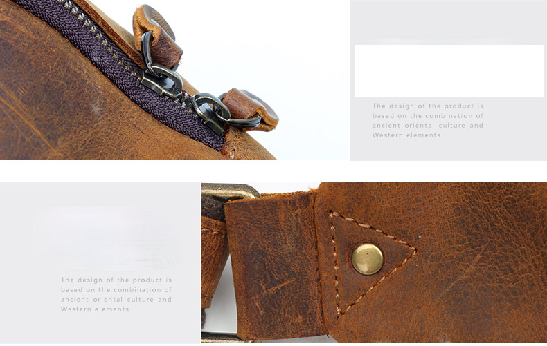 Men's Leather Waist Casual Bag 8725-Leather bags for men-Brwon Crazy horse-Free Shipping Leatheretro