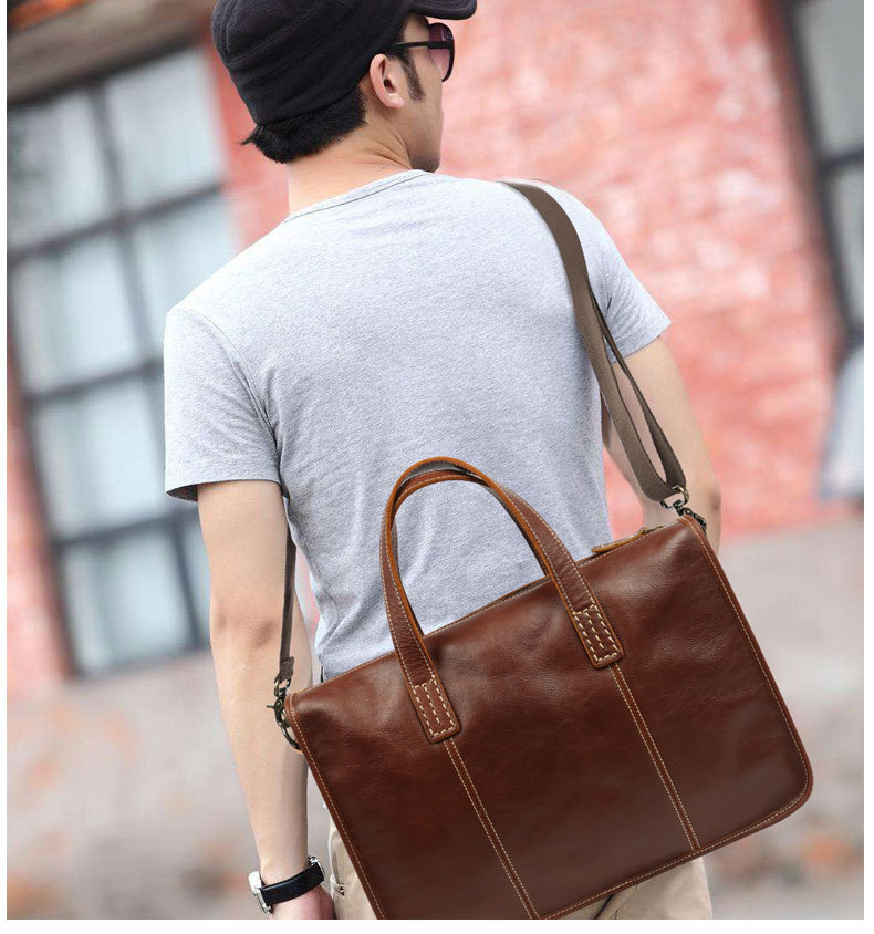 Vintage Leather Business Briefcase B-8309-Leather Briefcase-Brown-Free Shipping Leatheretro
