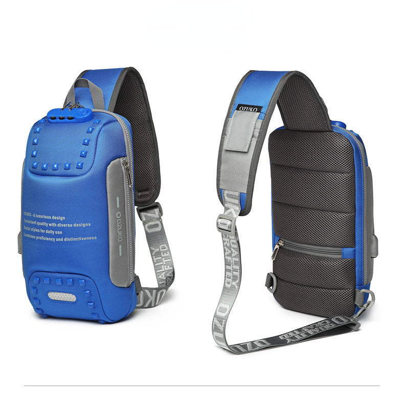 Waterproof Oxford Fabric Casual Chest Bags for Men 0424-Bicycle Bags & Panniers-White-Free Shipping Leatheretro