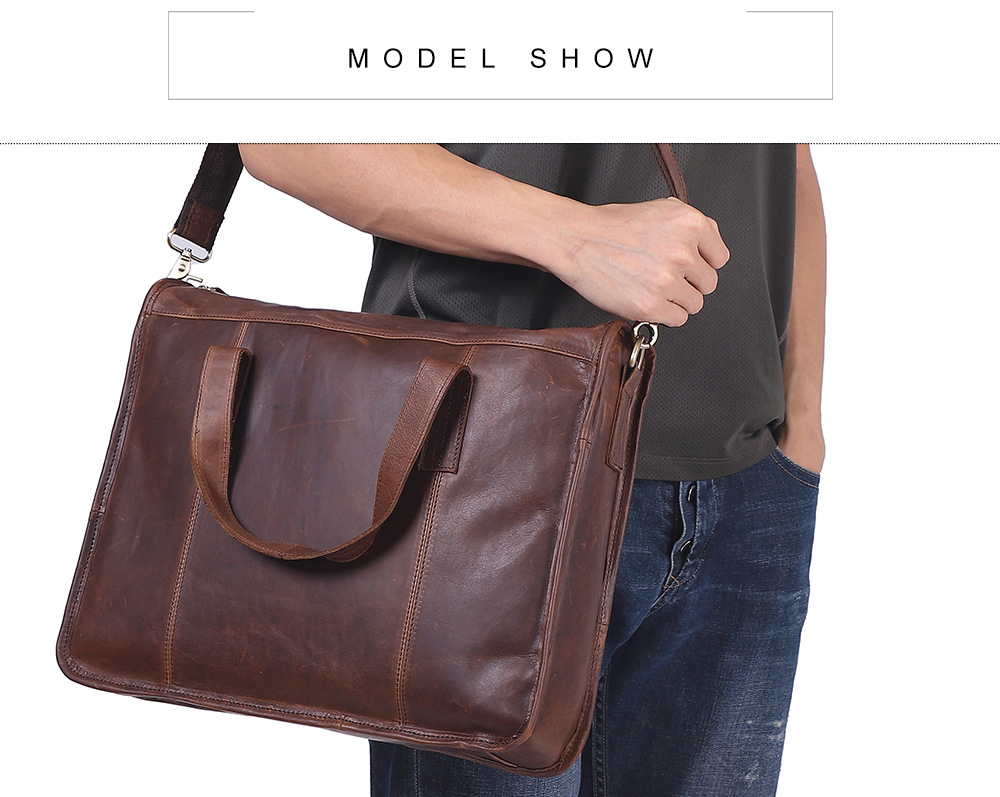 Simple Vintage Leather Business Briefcase J6495-Leateher Briefcase-Brown-Free Shipping Leatheretro