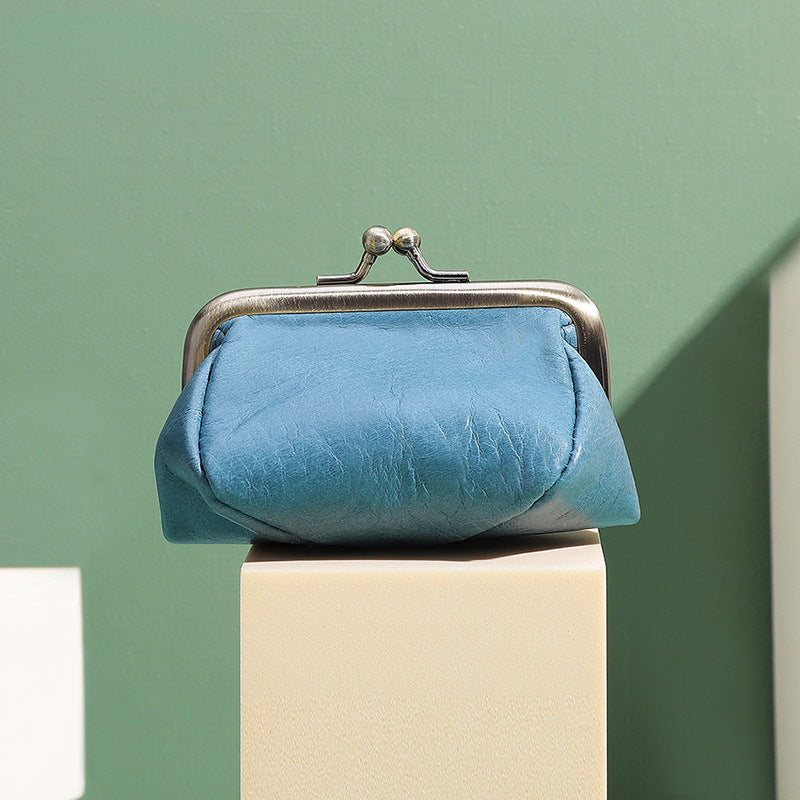 Vintage Cute Leather Change Storage Bags K095-Wallets & Money Clips-Green-Free Shipping Leatheretro