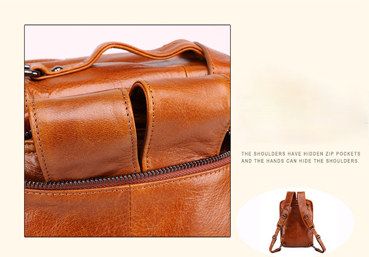 Vintage Men Multi Functional Backpack & business Briefcase J6332-Leather Backpack-Coffee-Free Shipping Leatheretro