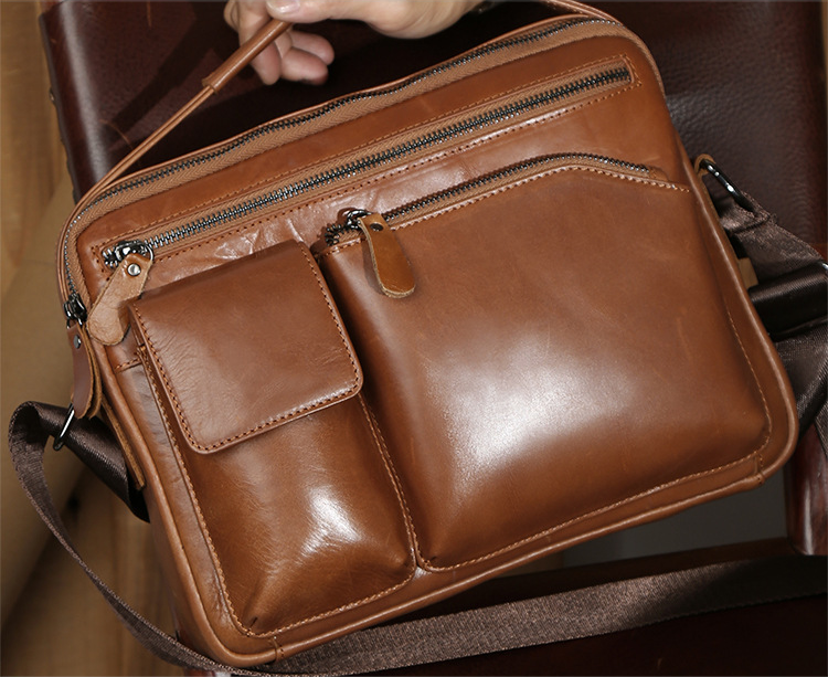 New Fashion Small Casual Leather Briefcase X1005-Leather Briefcase-Coffee-Free Shipping Leatheretro
