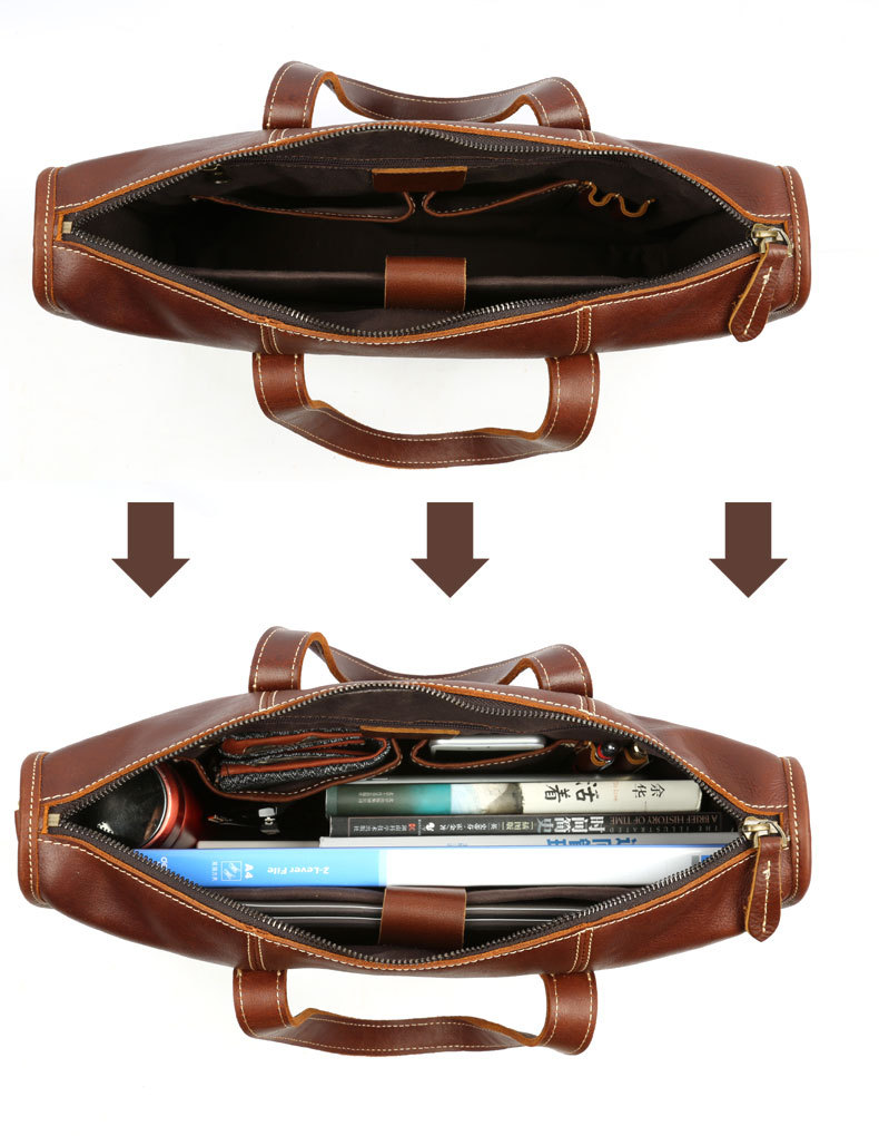 Vintage Leather Business Briefcase B-8309-Leather Briefcase-Brown-Free Shipping Leatheretro