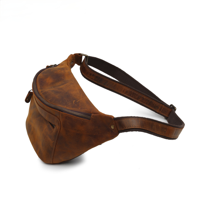 Men's Leather Waist Casual Bag 8725-Leather bags for men-Brwon Crazy horse-Free Shipping Leatheretro