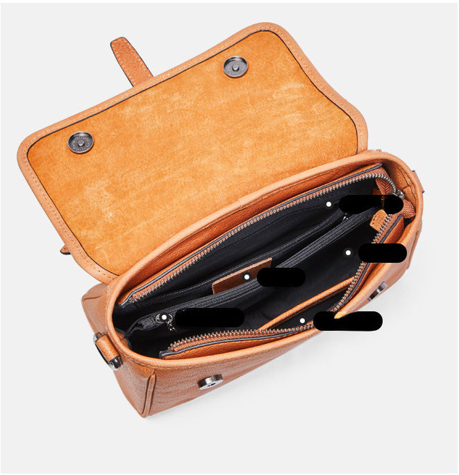 Vegetable Tanned Leather Messenger Handbag for Women 2211-Handbags, Wallets & Cases-Black-Free Shipping Leatheretro