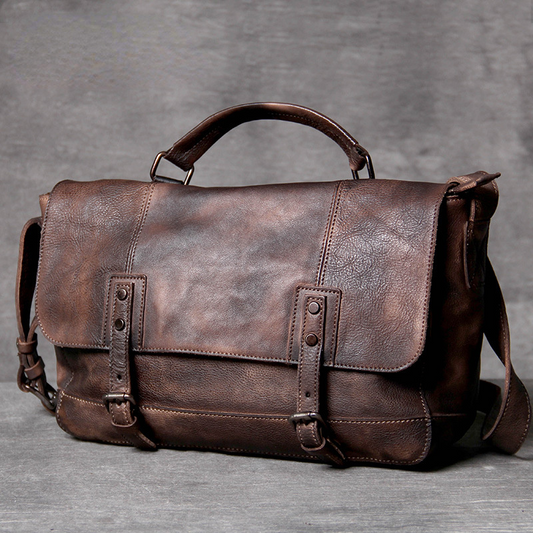 Vintage Casual Leather Crossbody Bags for Men-Leatehr Bags-Coffee-Free Shipping Leatheretro