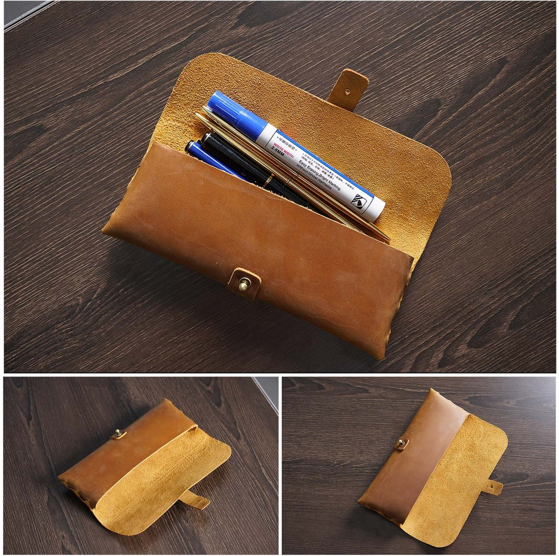 Vintage Cowhide Leather Pen Holder-Leather Pen Cases-Black-Free Shipping Leatheretro