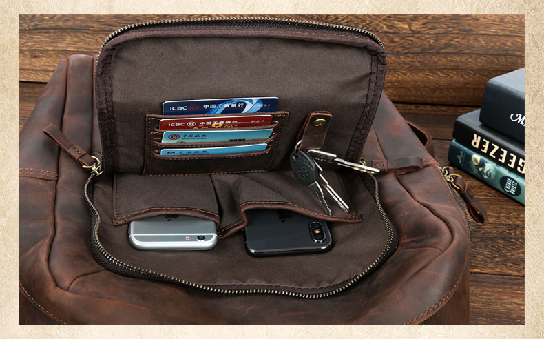 VIntage Leather Laptop Backpack P-8250-Leather Backpack-Dark Brown-Free Shipping Leatheretro