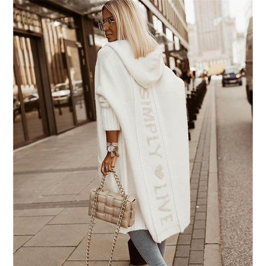 Casual Knitting Long Cardigan Coats for Women-Outerwear-White-S-Free Shipping Leatheretro