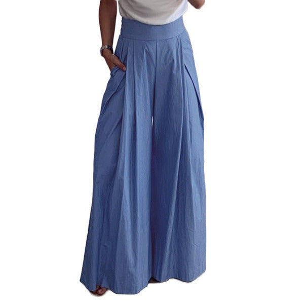 Casual High Waist Pocket Pants for Women-Pants-Light Blue-M-Free Shipping Leatheretro