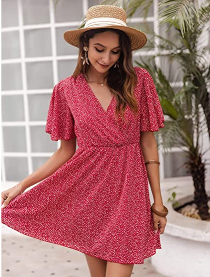 Casual Women Summer Daily Dresses-Dresses-Red-S-Free Shipping Leatheretro