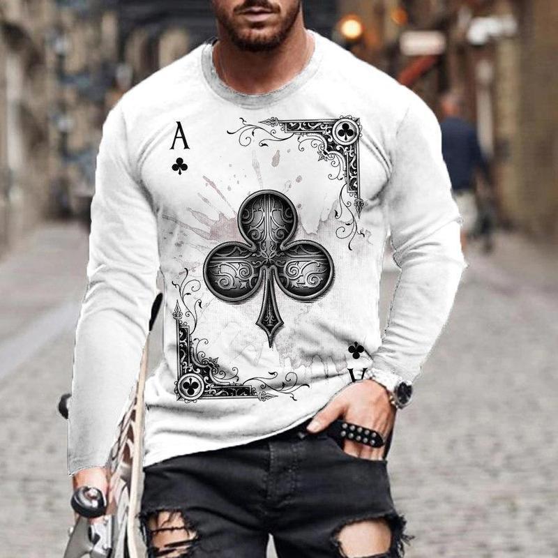 Casual Men Poke Design Long Sleeves T Shirts-Men's T Shirts-5-S-Free Shipping Leatheretro