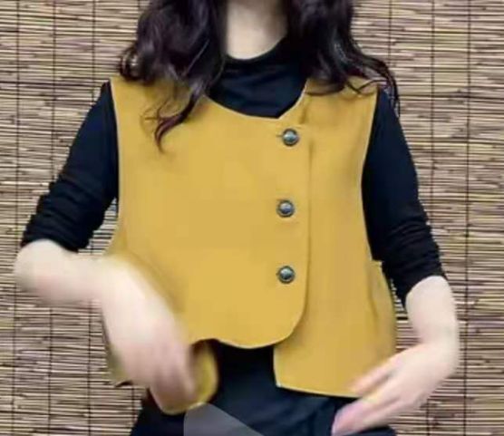Vintage Sleeveless Casual Vest for Women-Vests-Yellow-One Size (45-65kg)-Free Shipping Leatheretro