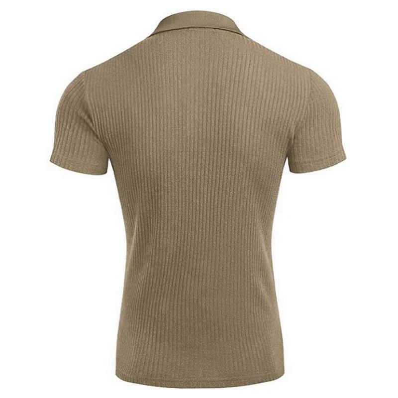 Khaki Summer Knitted Polo T Shirts for Men-Shirts & Tops-Khaki-S-Free Shipping Leatheretro