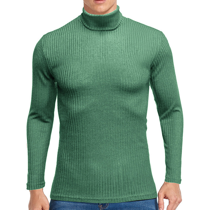 Fall Turtleneck Long Sleeves Knitted Sweaters-Shirts & Tops-Bean Green-S-Free Shipping Leatheretro