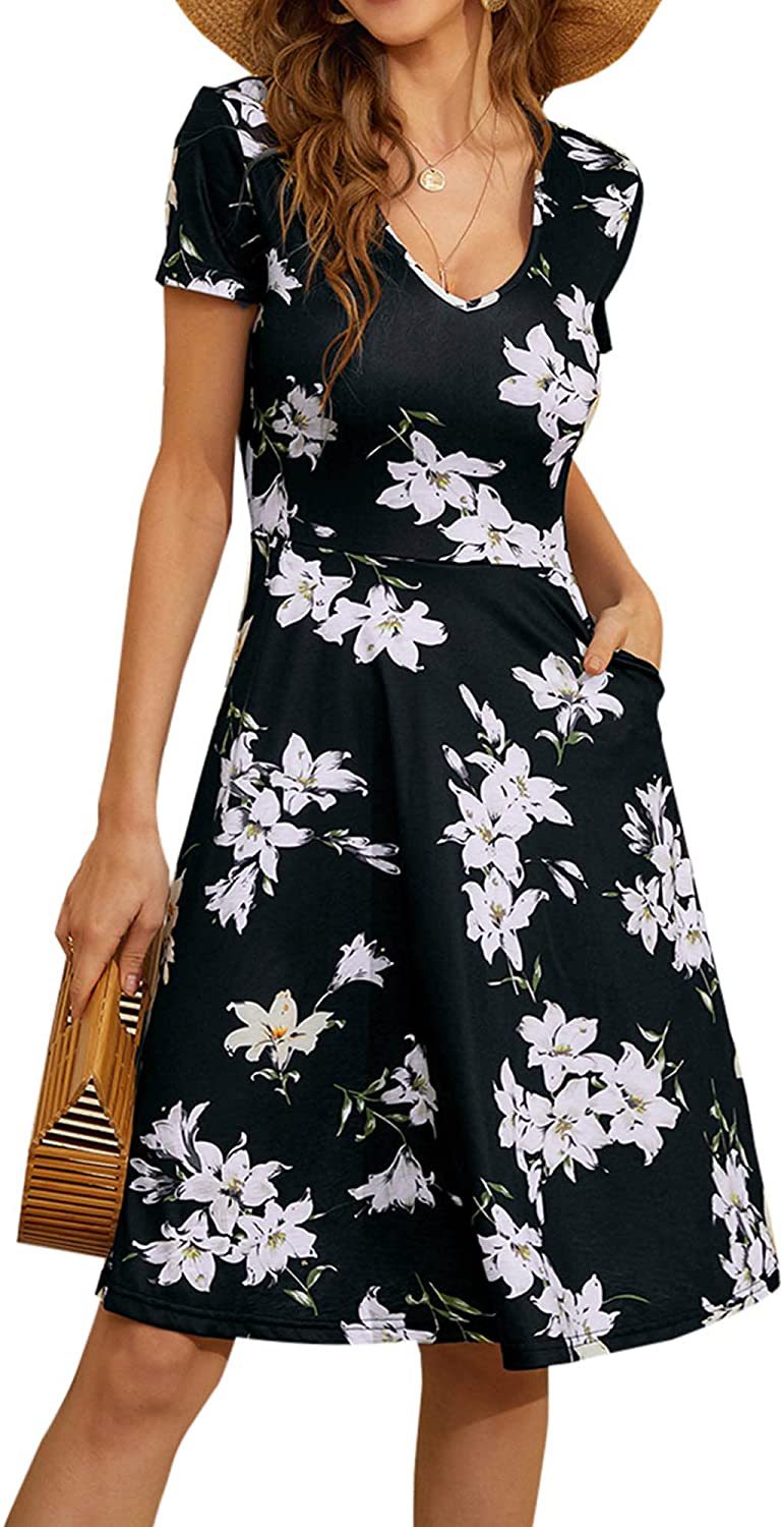 Casual Summer Sunflower Print Daily Women Sun Dresses-Dresses-G-S-Free Shipping Leatheretro