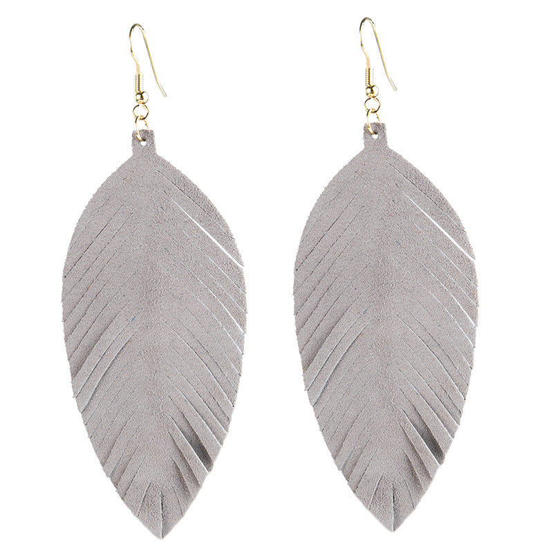 Leaves Designed Tassels Pu Leather Women Earrings-Earrings-16#-Free Shipping Leatheretro