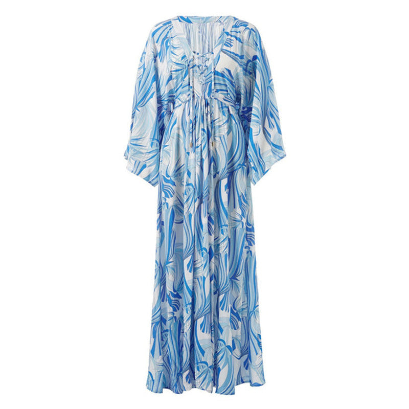Summer Blue Irregular Long Bikini Dresses-Dresses-Light Blue-均码-Free Shipping Leatheretro