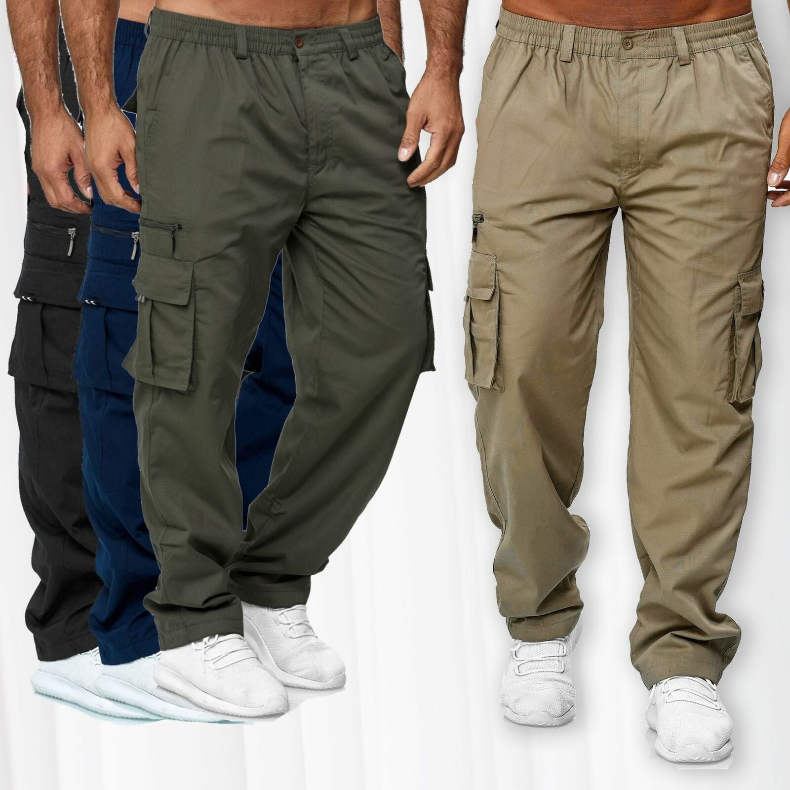 Casual Pockets Men's Outdoor Pants-Pants-Khaki-S-Free Shipping Leatheretro