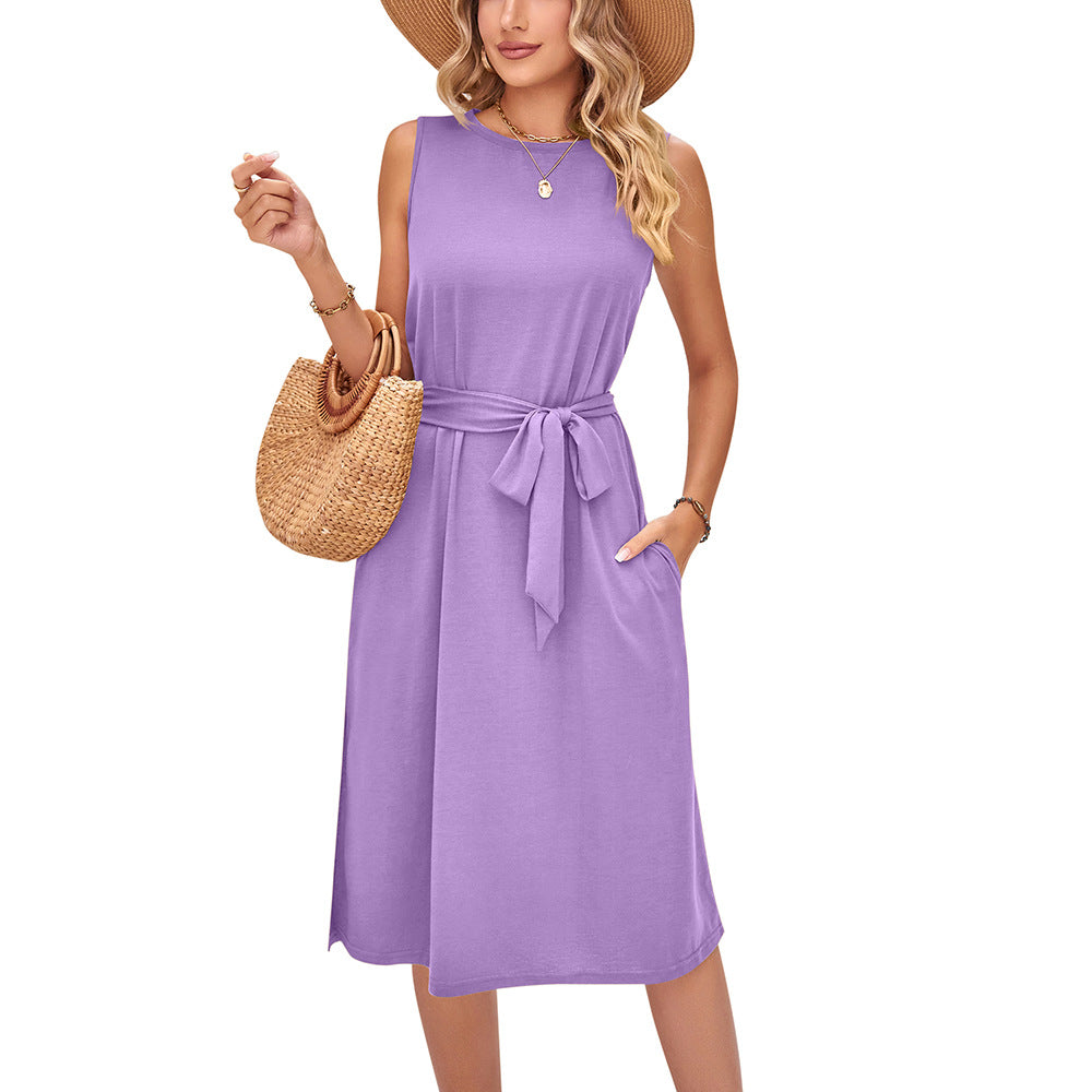 Summer Sleeveless Daily Midi Dresses-Dresses-Purple-S-Free Shipping Leatheretro