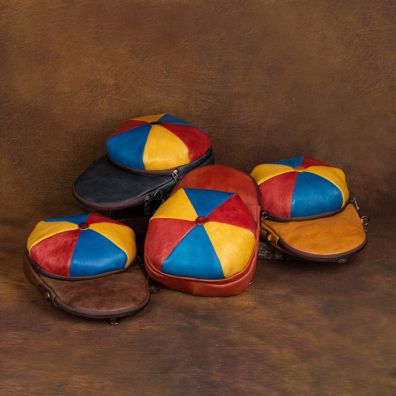 Vintage Hat Shape Leather Backpack for Women C316-Leather Backpack-Yellow-Free Shipping Leatheretro