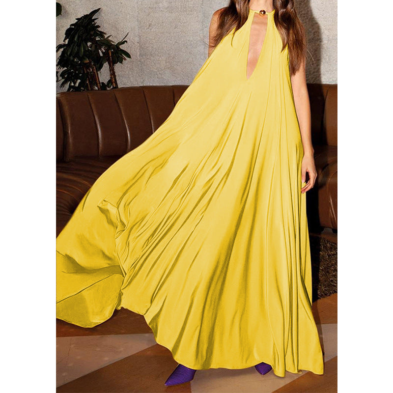 Summer Halter Sleeveless Long Dresses-Dresses-Yellow-S-Free Shipping Leatheretro