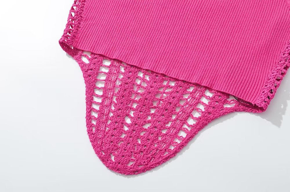 Fashion Crochet Knitted Midriff Baring Summer Tank Tops-Shirts & Tops-Green-S-Free Shipping Leatheretro