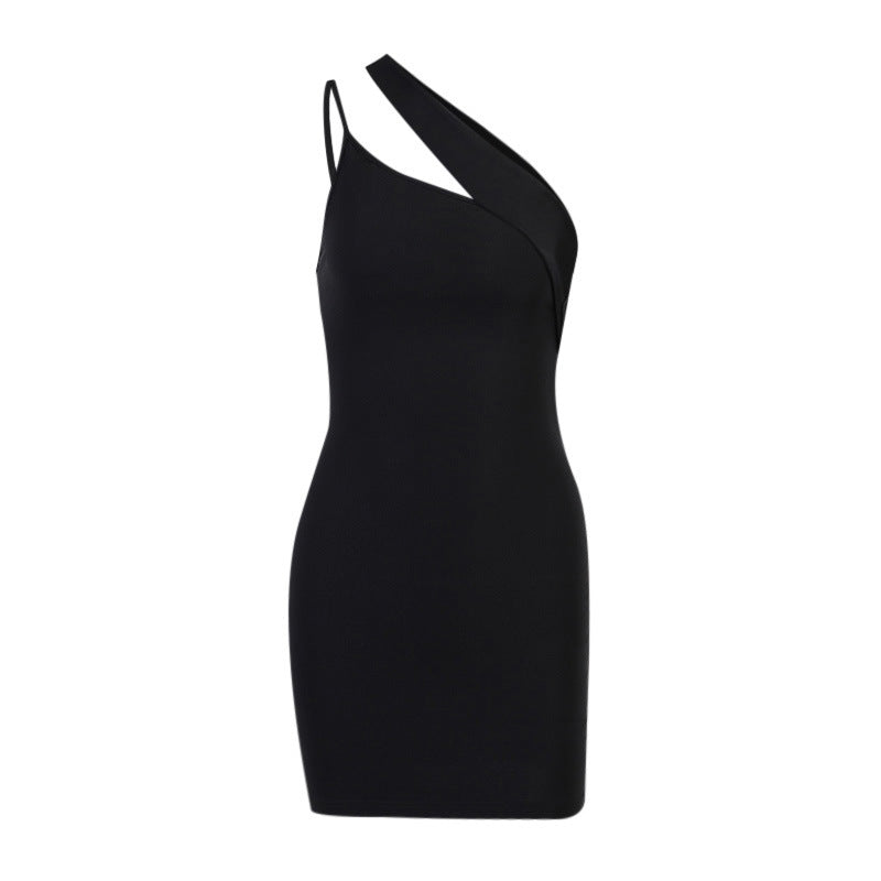 Sexy Black One Shoulder Short Dresses for Women-Dresses-Black-S-Free Shipping Leatheretro