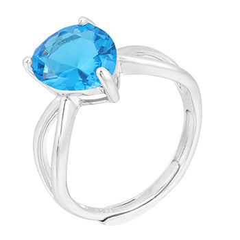 Fashion Sterling Silver Colorful Zircon Rings-Rings-TJ1677-Blue-Open End-Free Shipping Leatheretro