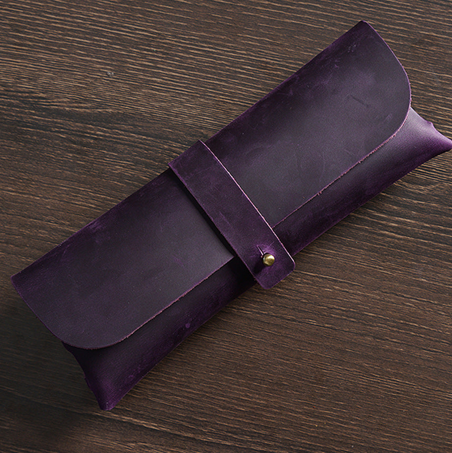 Vintage Cowhide Leather Pen Holder-Leather Pen Cases-Purple-Free Shipping Leatheretro