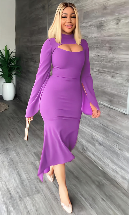 Sexy Long Sleeves Sheath Dresses-Dresses-Purple-S-Free Shipping Leatheretro