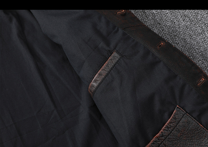 Vintage Cowhide Leather Overcoats Jackets for Men-Coats & Jackets-Brown-S-Free Shipping Leatheretro