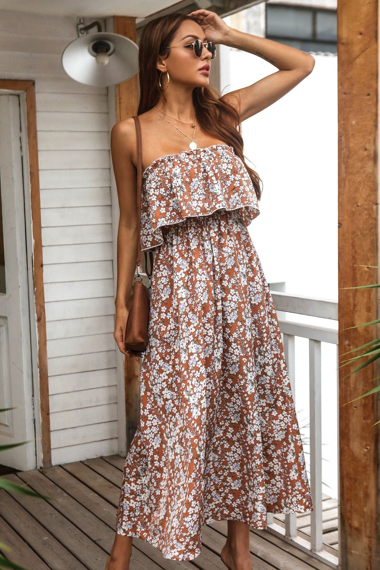 Summer Casual Long Holiday Beach Dresses-Dresses-Brown-S-Free Shipping Leatheretro