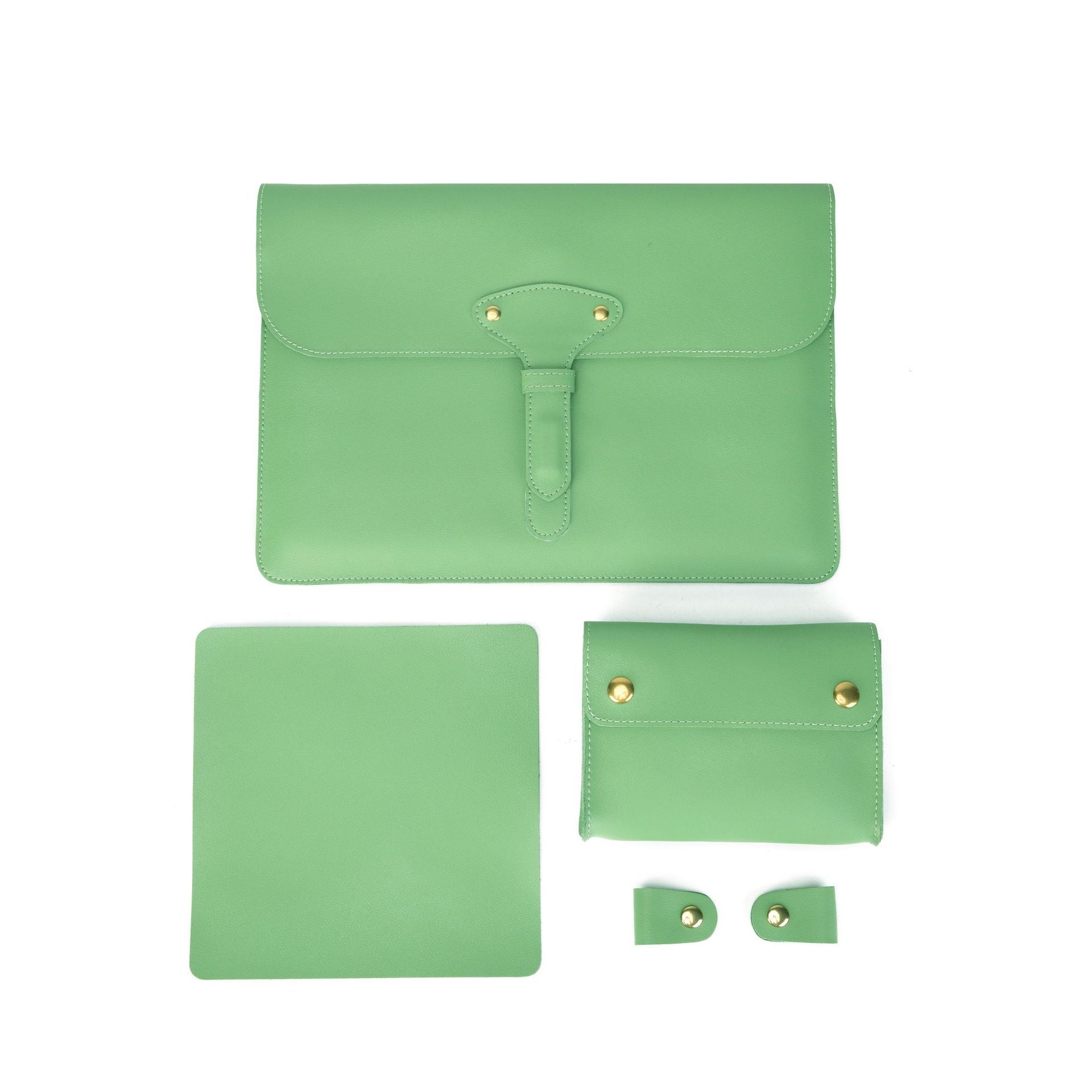 Fashion Women Leather Laptop Case 4pcs for Macbook-Leather Macbook Cases-Green-13inch-Free Shipping Leatheretro