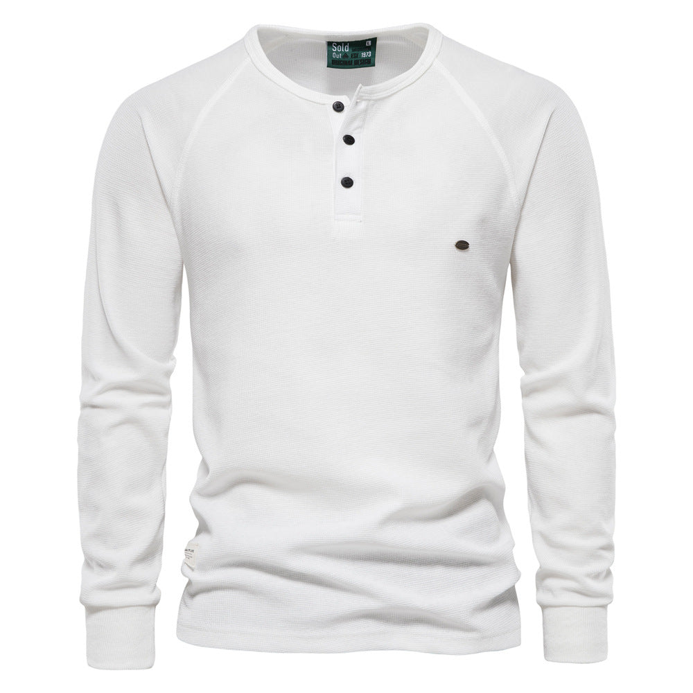 Fashion Long Sleeves T Shirts for Men-Shirts & Tops-White-S-Free Shipping Leatheretro