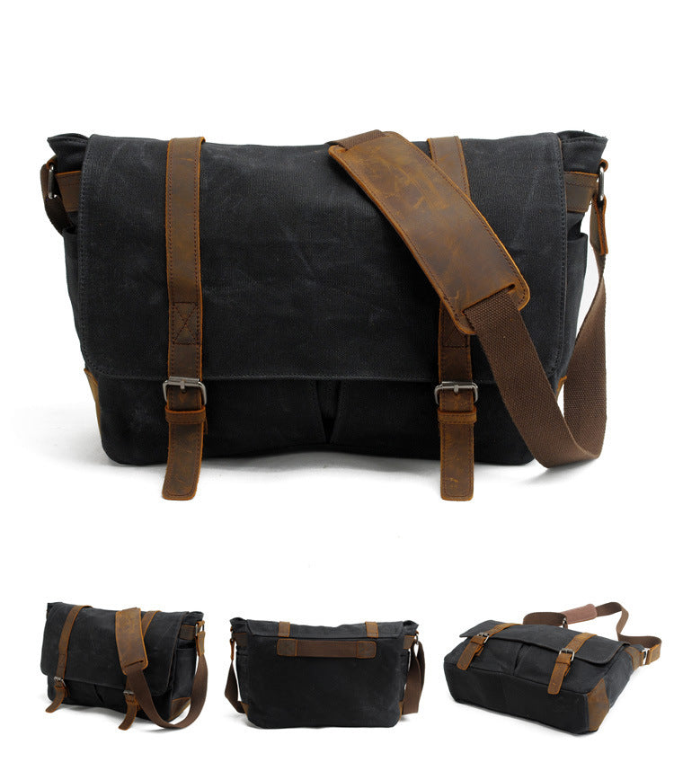 Vintage Canvas Waterproof Messenger/sling Bag-Handbags, Wallets & Cases-Black-Free Shipping Leatheretro